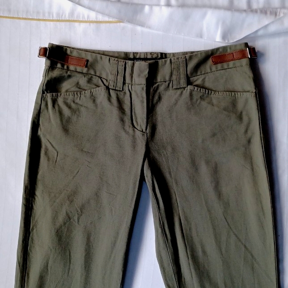 BCBG "Ambrosia" Olive Coloured Stretch Cotton Pant- Sz. 0 - Picture 3 of 11